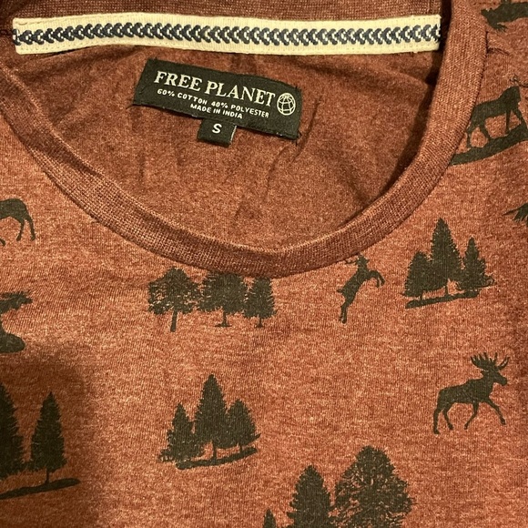 Free Planet Sz S men t shirt short sleeve motif trees, moose round neck - Picture 5 of 9